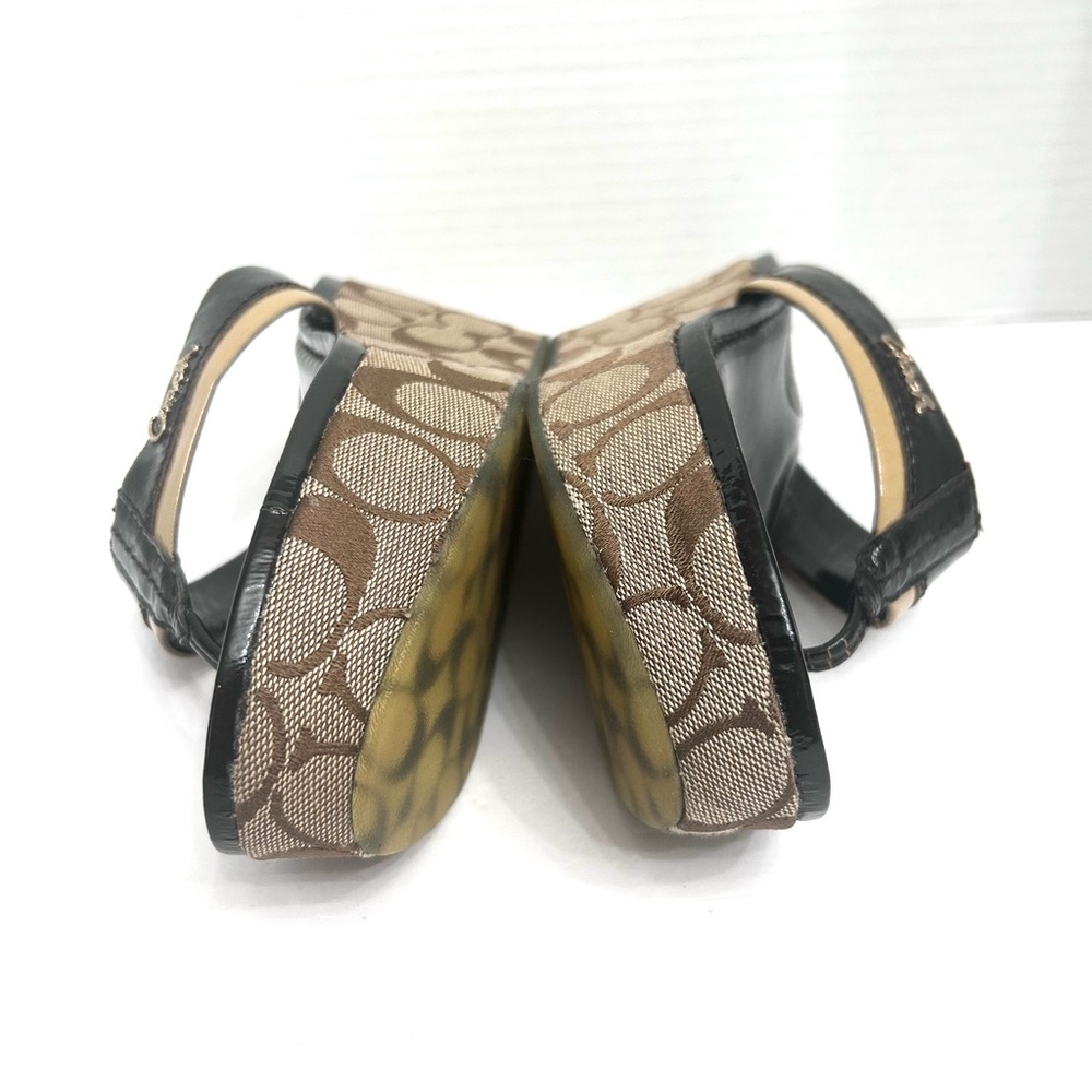 Coach Jody Black and Cream Signature Monogram Slip On Wedge Women's Sandals - Picture 11 of 12